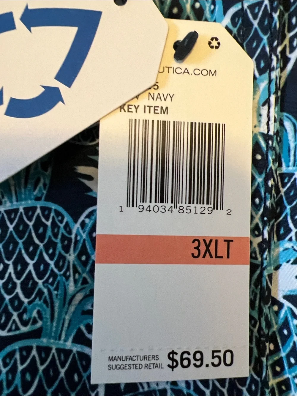 Nautica Men's Pineapple-Print Swim Shorts in Navy Blue